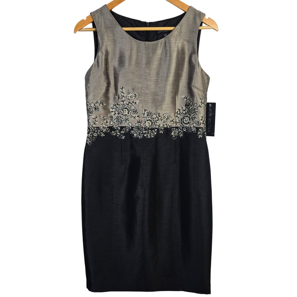 Nipon Boutique Dress Size 4 Titanium Black Sleeveless Embellished‎ Party